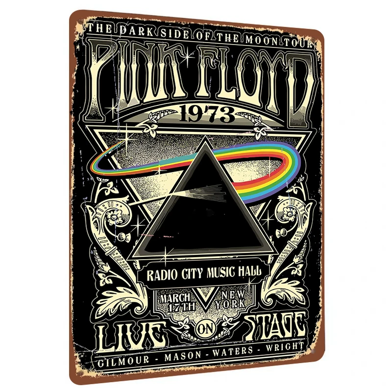Pink Floyd The Dark Side Of The Moon Tour 1973 Radio City Music Hall Custom Metal Tin Sign Wall Art Decor