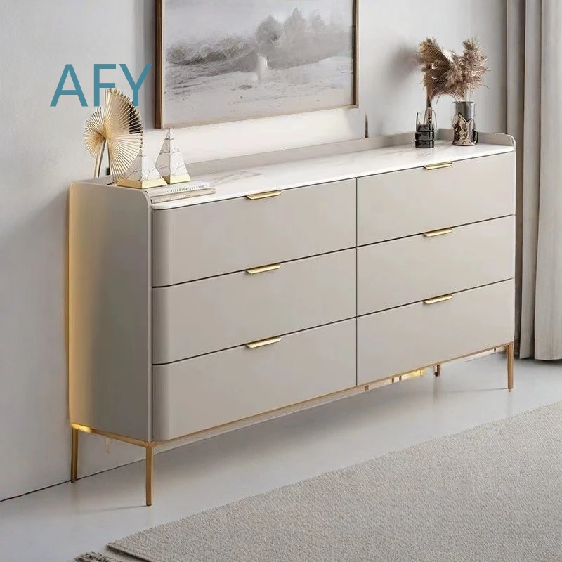 Solid Wood Five Drawer Cabinet for Bedroom Living Room Modern Italian Style Light Luxury Storage Furniture with High