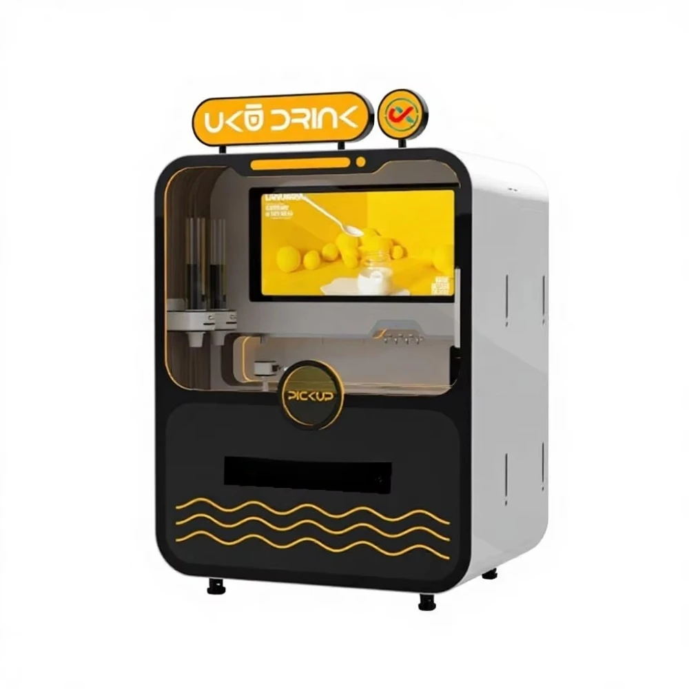2026 New Design OEM Order ADA Compliant SDK Enabled Babo Bubble Tea Vending Machine 32-inch Touchscreen Stainless Steel Wi-Fi