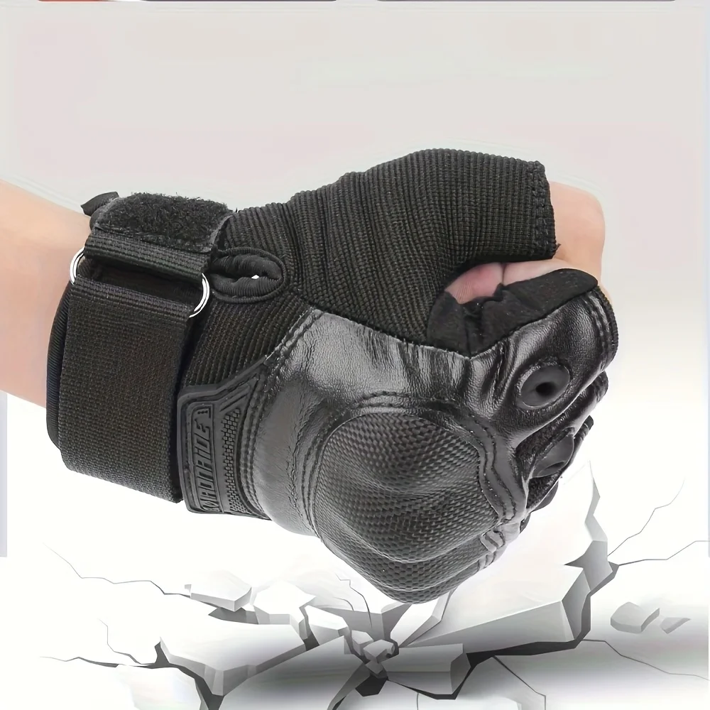 

Motorcycle Half Finger Gloves Off-road Motorcycle Anti-fall Gloves Hard Shell Protective Cycling Breathable Finger Gloves