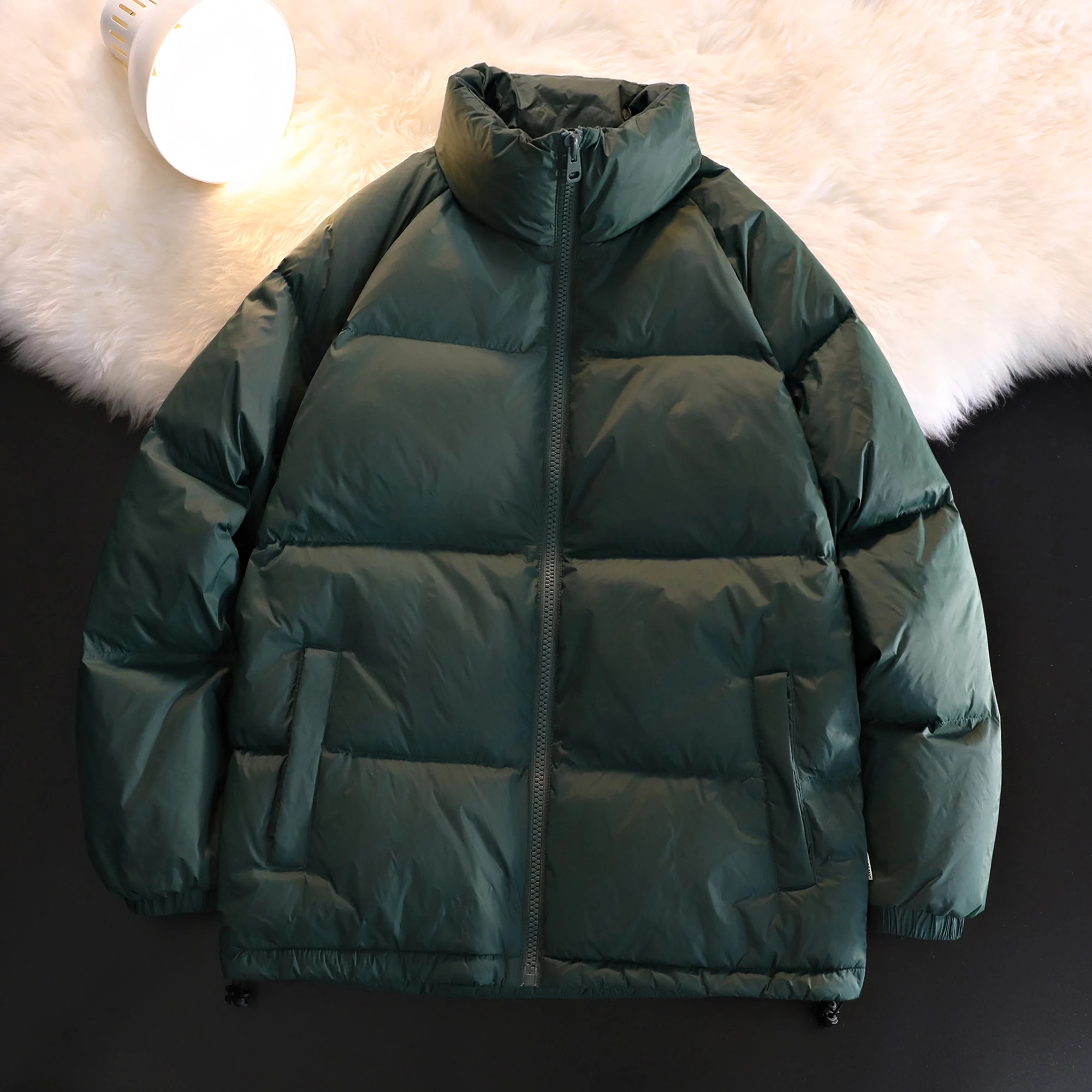 Herbst Winter Männer Winddicht Warm Geeignet Pendeln Einfache Stehkragen Gepolsterte Jacke Verdickt Männer Casual Einfarbig Jacke