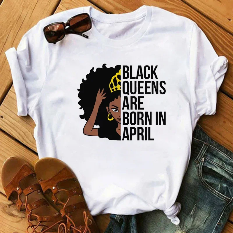 Afro Girl Africa Hair Crown Top Women T-shirts Female O-neck Tshirt Black Girls Tees Fashion Female Shirt