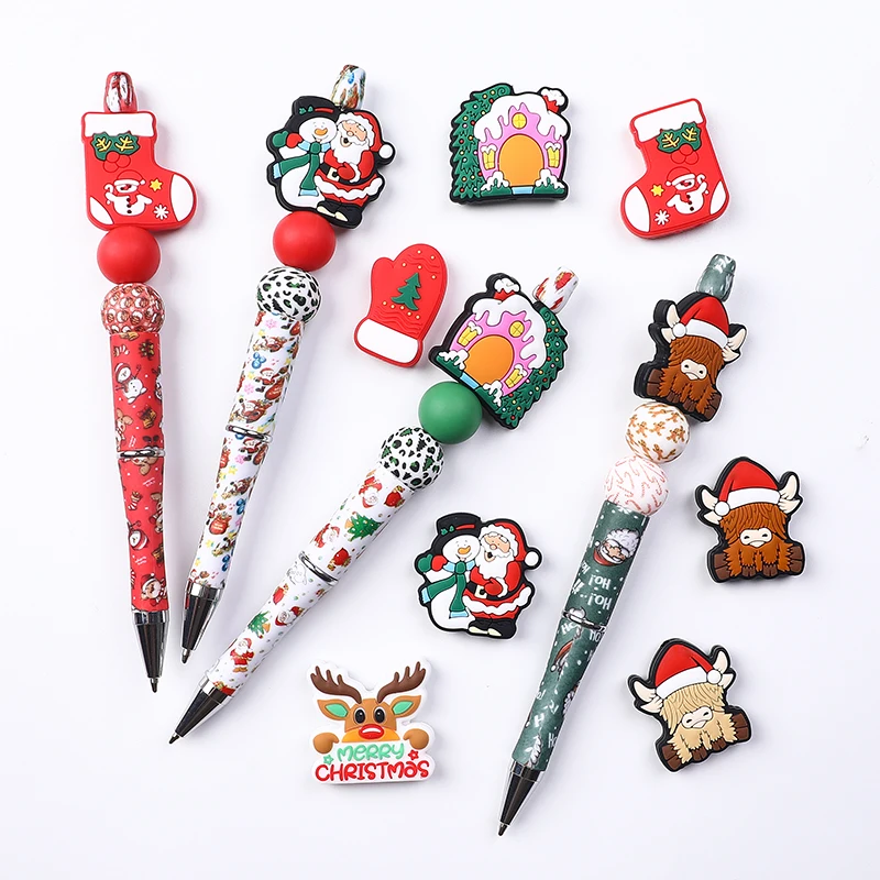 5/10Pcs New Focus Silicone Beads Christmas Series Bead For Jewelry Making DIY KeyChain Bracelet Necklace Pen Accessories