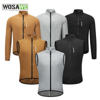 WOSAWE Cycling Vest Windproof Lightweight Bicycle Wind Gilet 2 Way Zipper Men Cycling Windbreaker Outdoor Sports MTB Bike Jacket