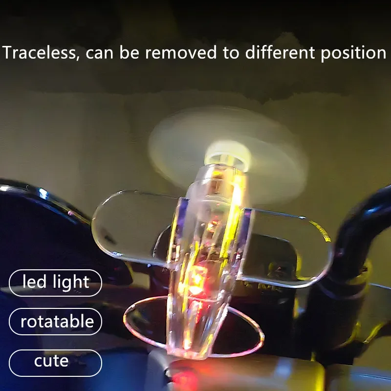 Rotating Airplane, Motorcycle Handle Decoration, Wind Power LED Light, Safety Riding Warning, Motorcycle Decoration view 6