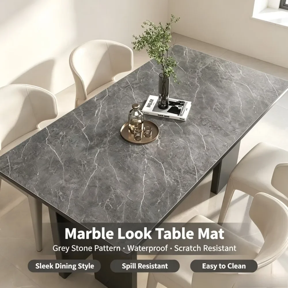 Pu Marbling Table Cloth Flexible Tablecloth Liquid Film Oilcloth for Table Anti-skip Floor Mat Table Protector Cover Leather Pad
