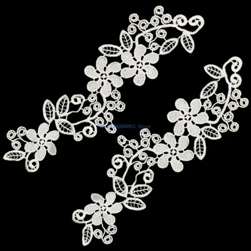 N7YE 2PCS LEXURIOUS LECES Cổ áo Áo cưới appliques bản vá sáng tạo