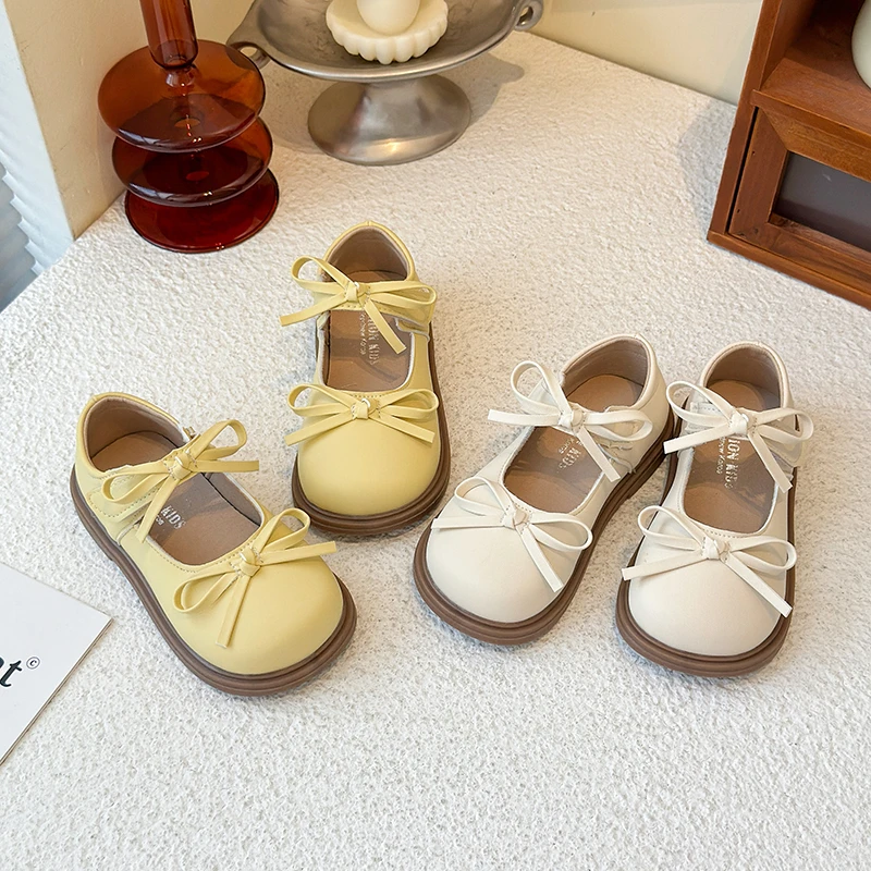 

Girls Princess Leather Shoes Sweet Bowknot Children Party Wedding Shoes Fashion Casual Kids Dress Flat Shoes Spring Autumn New