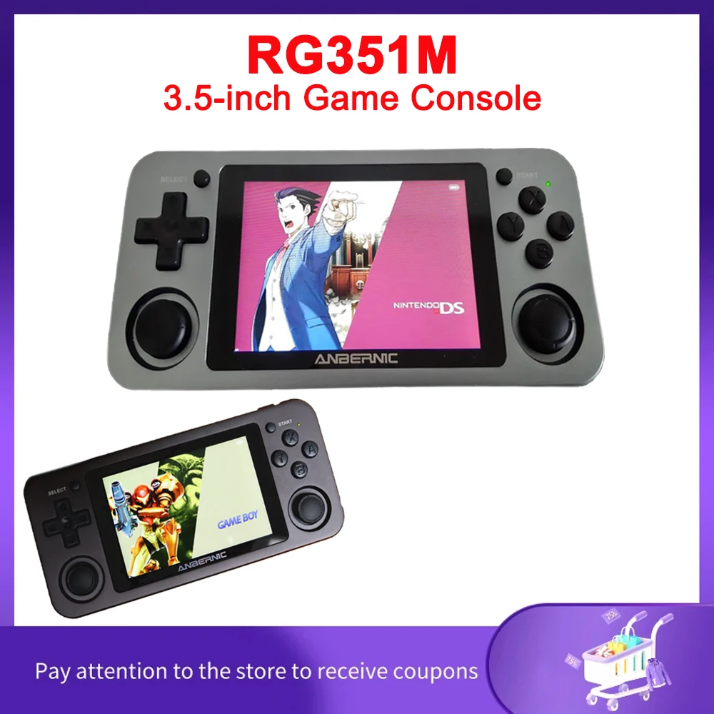 Original RG351M Game Console 3.5-inch IPS Screen 1GB+64GB Retro Handheld DS GB GBA GBC WSX MSX N64 SMD MAME Games WiFi Connect