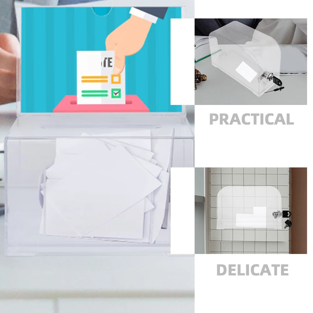 

2 set Large Capacity Acrylic Card Storage Box Lockable Business Card Holder For Office Wedding Raffle Donation Tip Cash