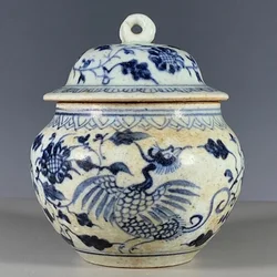 Old Chinese Blue and white Porcelain qing Dynasty hand painted Jar pot