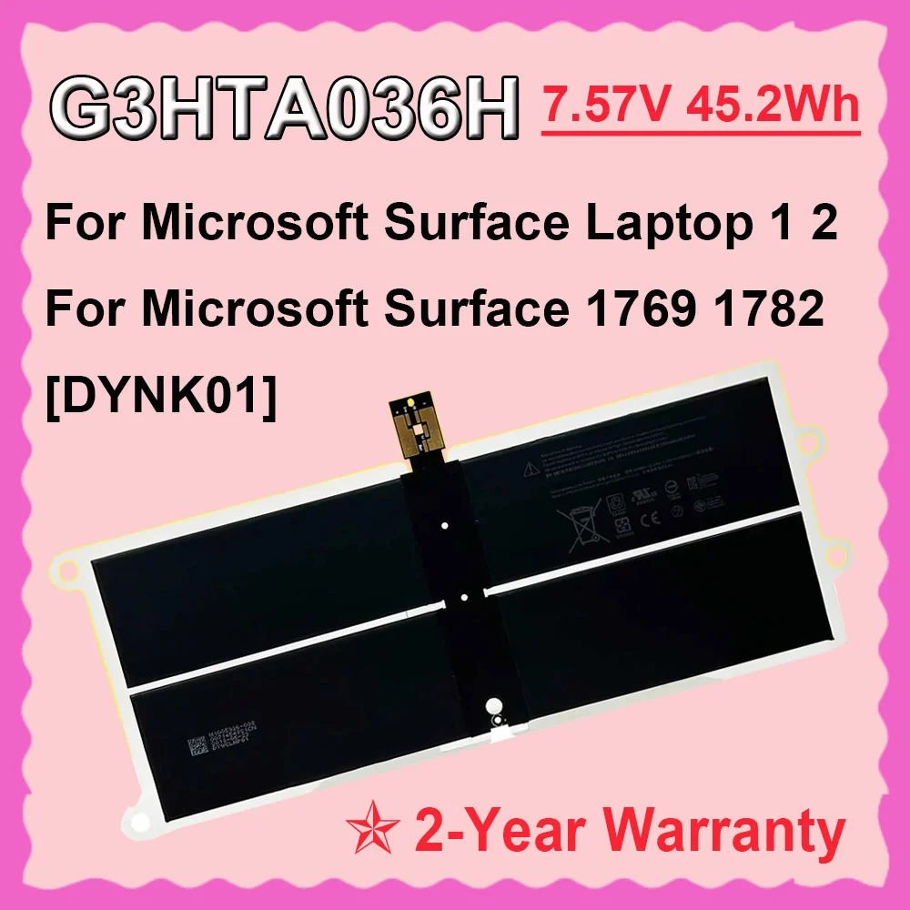 

Replacement Tablet Battery For Microsoft Surface Book Laptop 1 2 1769 Series Laptop DYNK01 G3HTA036H 7.57V 45.2Wh 5970mAh