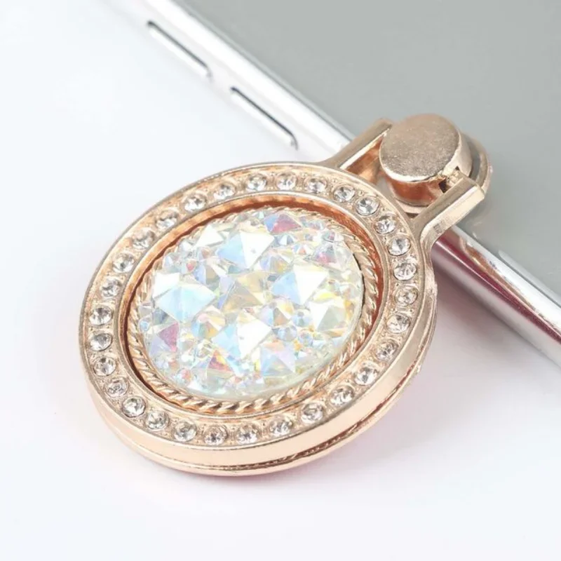 Fashion Luxury Diamond Shiny Gemstones Metal Mobile Phone Ring Bracket Phone Holder Rotatable Ring Bracket for iPhone Samsung