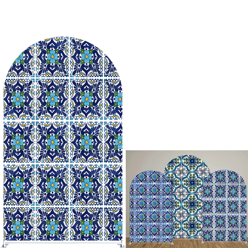 Blaue Mexiko Festivals Thema doppelseitige Bogen Hintergrund Abdeckung für Partys, Neugeborene Foto Dekoration Requisiten