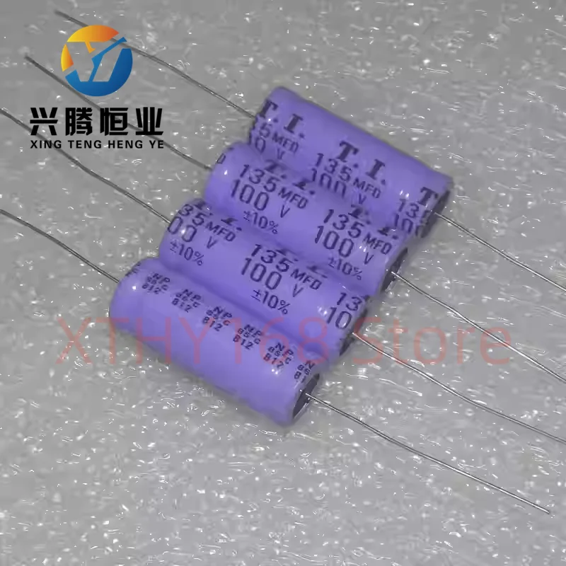 2PCS horizontal NP non-polar axial electrolytic capacitor 100v 135uf 18X43mm