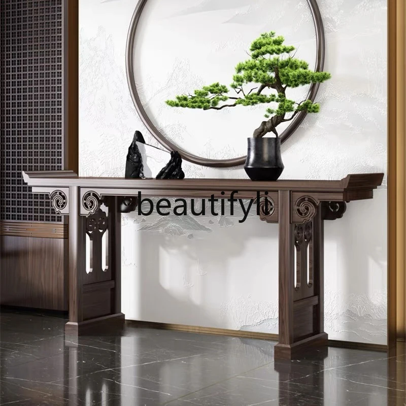 Living room, main room, upturned head strip case, table, end view table, antique Zen incense case Buddhist table