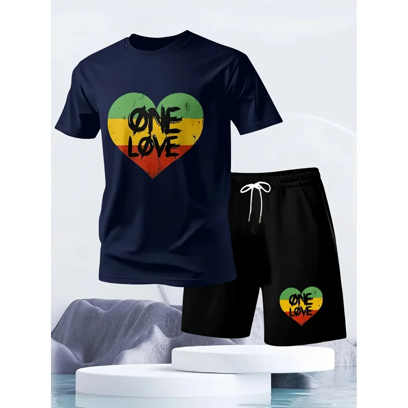 

2026Casual Men's Style：Drawstring shorts+Printed polyesterTShirt，Breathable, comfortable, high-quality suit