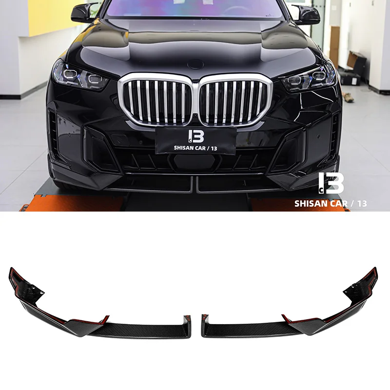 

Сухое углеродное волокно X5 G05 LCI MP Стиль Передняя губа Автомобильный передний бампер Угловой комплект Внешние тюнинговые детали для M Sport Car
