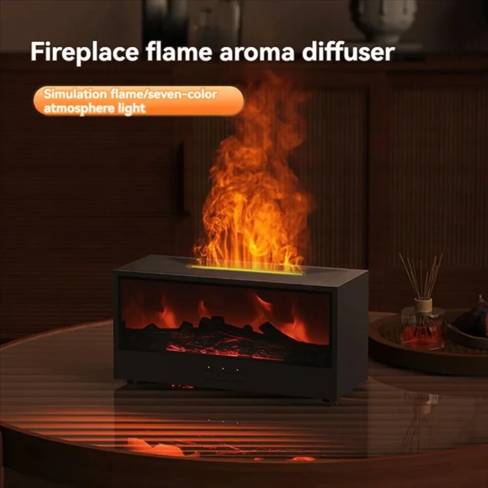 

Simulated Flame Essential Oil Diffuser, Multi-color Lighting Ultrasonic Humidifier, Remote Operated Aromatherapy Device for Indoor Daily Use