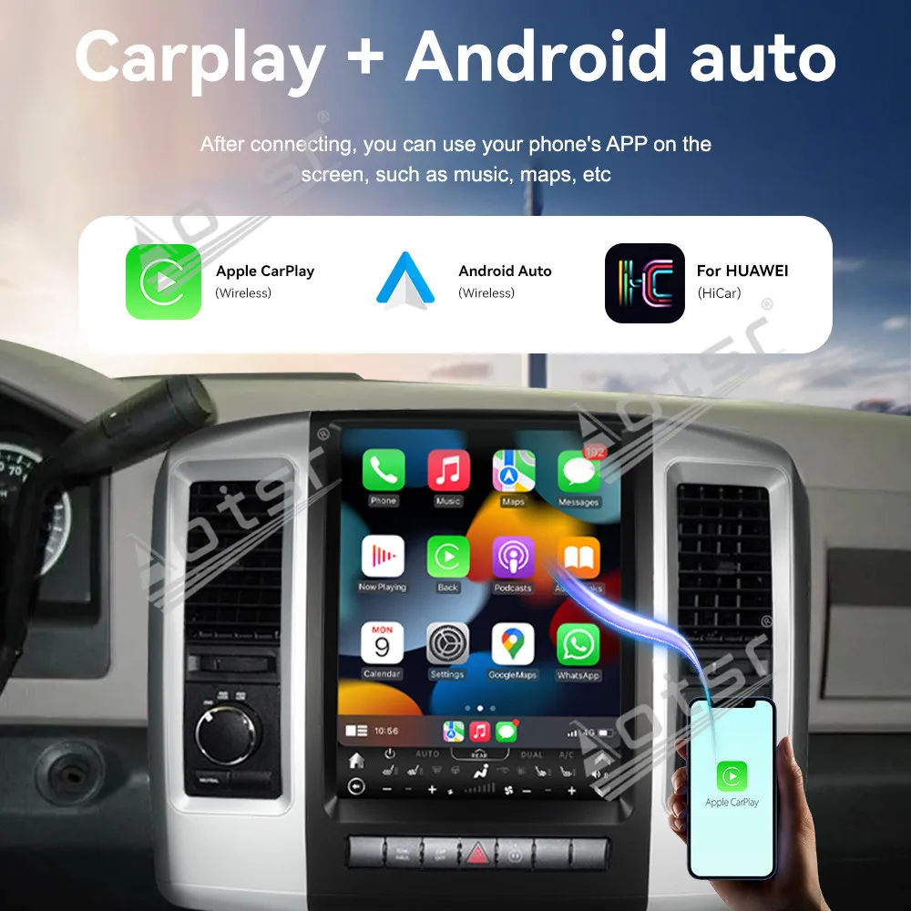12.1’’ Android 14 Carplay For Dodge Ram 2009-2012 GPS Navigation Car Radio HD Touch screen Auto Stereo Car Accessories