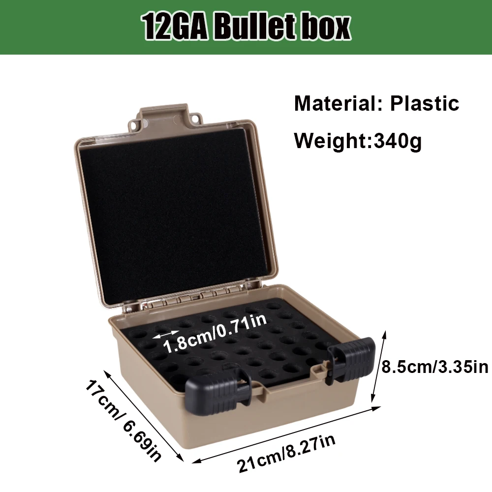 12GA Shotshell Ammo Case 42 Rounds Tactical Shotgun Shell Storage Box Foam Insert 12 Gauge Ammunition Container for Men Hunting