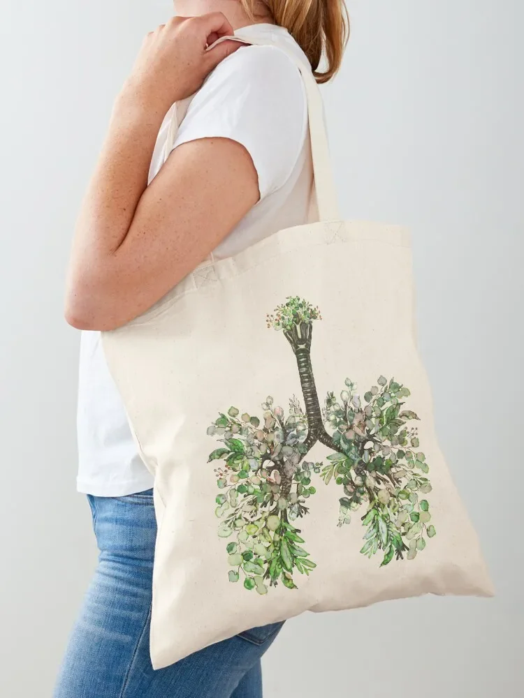 lungs cancer awareness, leaves watercolor human anatomy Tote Bag bags for women canvas shopping bag Tote Bag