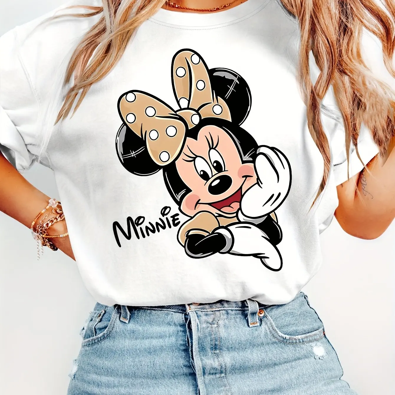 Disney Mickey Mouse Pattern T-Shirt Cotton Men's Women Streetwear Casual Trendy Oversized Loose Short Sleeve Unisex Event Outfit