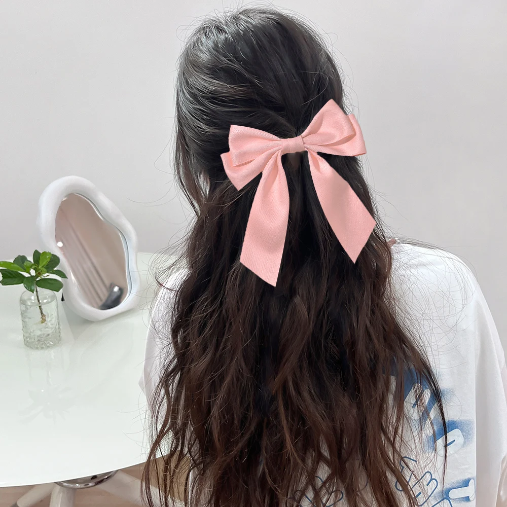 1Pcs Hot New Fashion Fabric Large Bow Hairpin for Women Girls Sweet Hair Clips Red White Bow Top Clip Female Hair Accessories