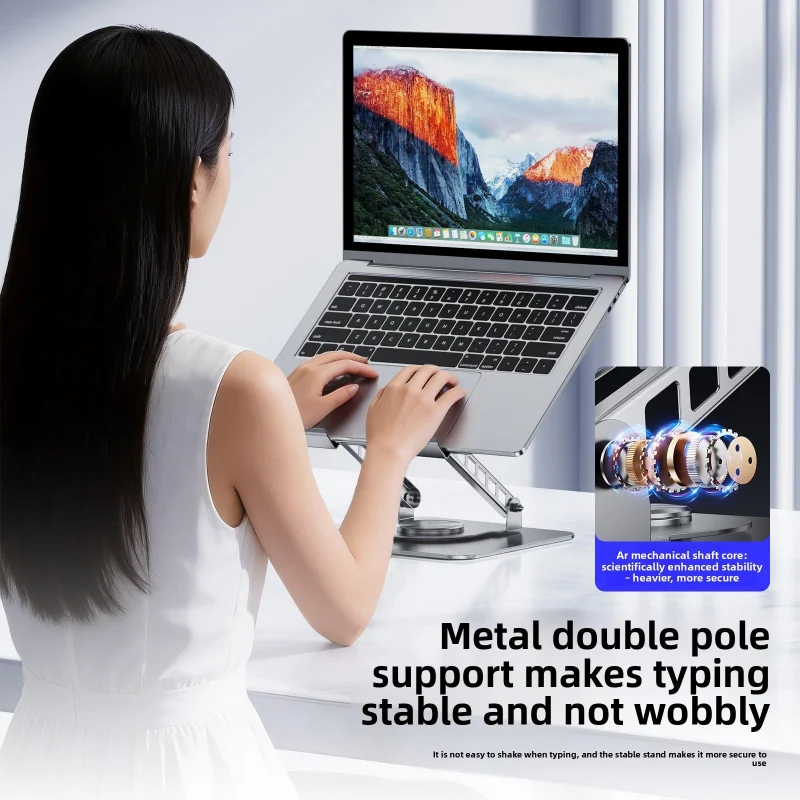 360° Rotatable Portable Laptop Stand Height Raised Hollow Cooling Fan Base Gaming Notebook Bracket