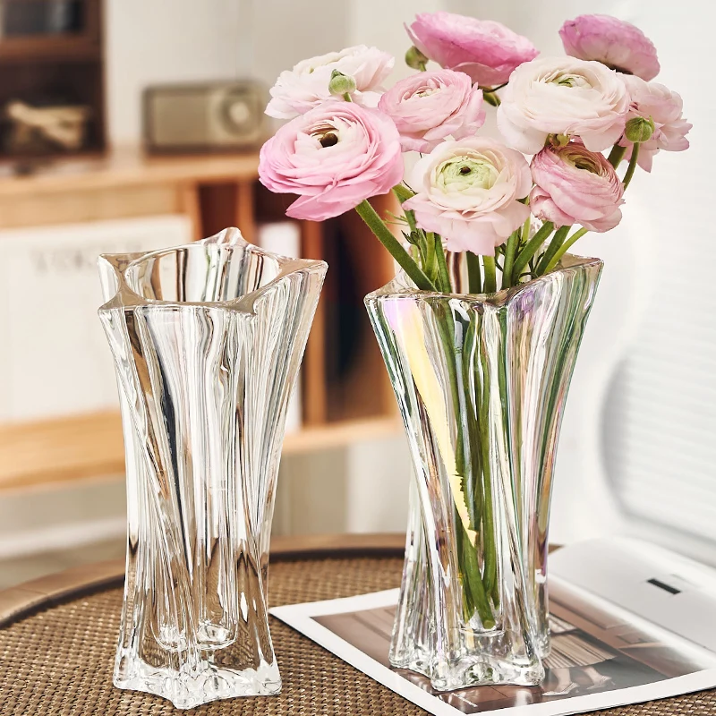 

New Premium Thickened Glass Vase Transparent Hydroponic Flowers Living Room Flower Arrangement Light Luxury Decoration Maison