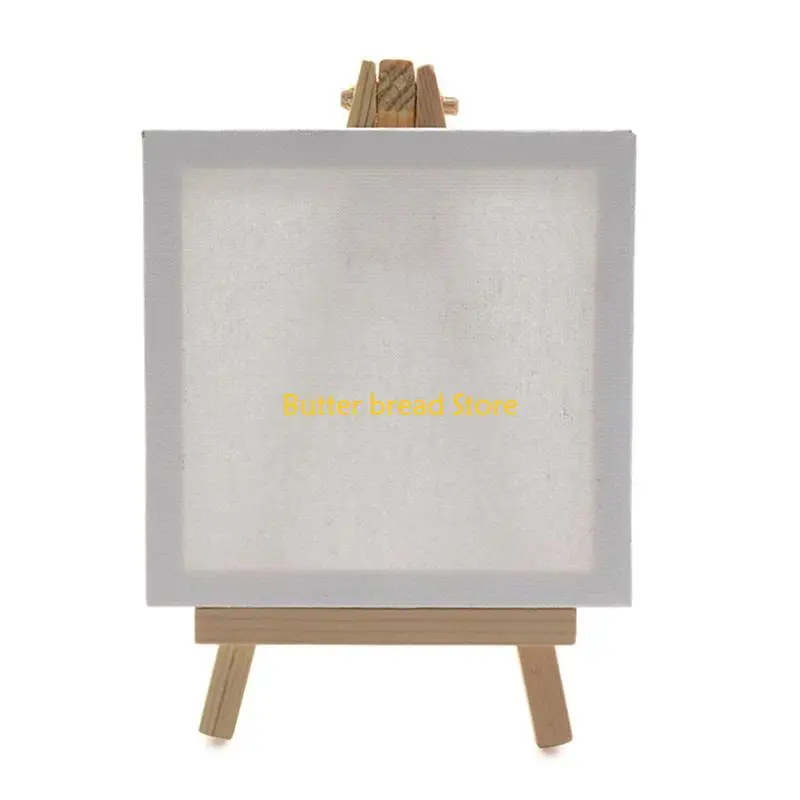 W89C Children Art Drawing Set with Easel Painting Canvas Acrylics Paint Paintbrush and 10-well Palettes