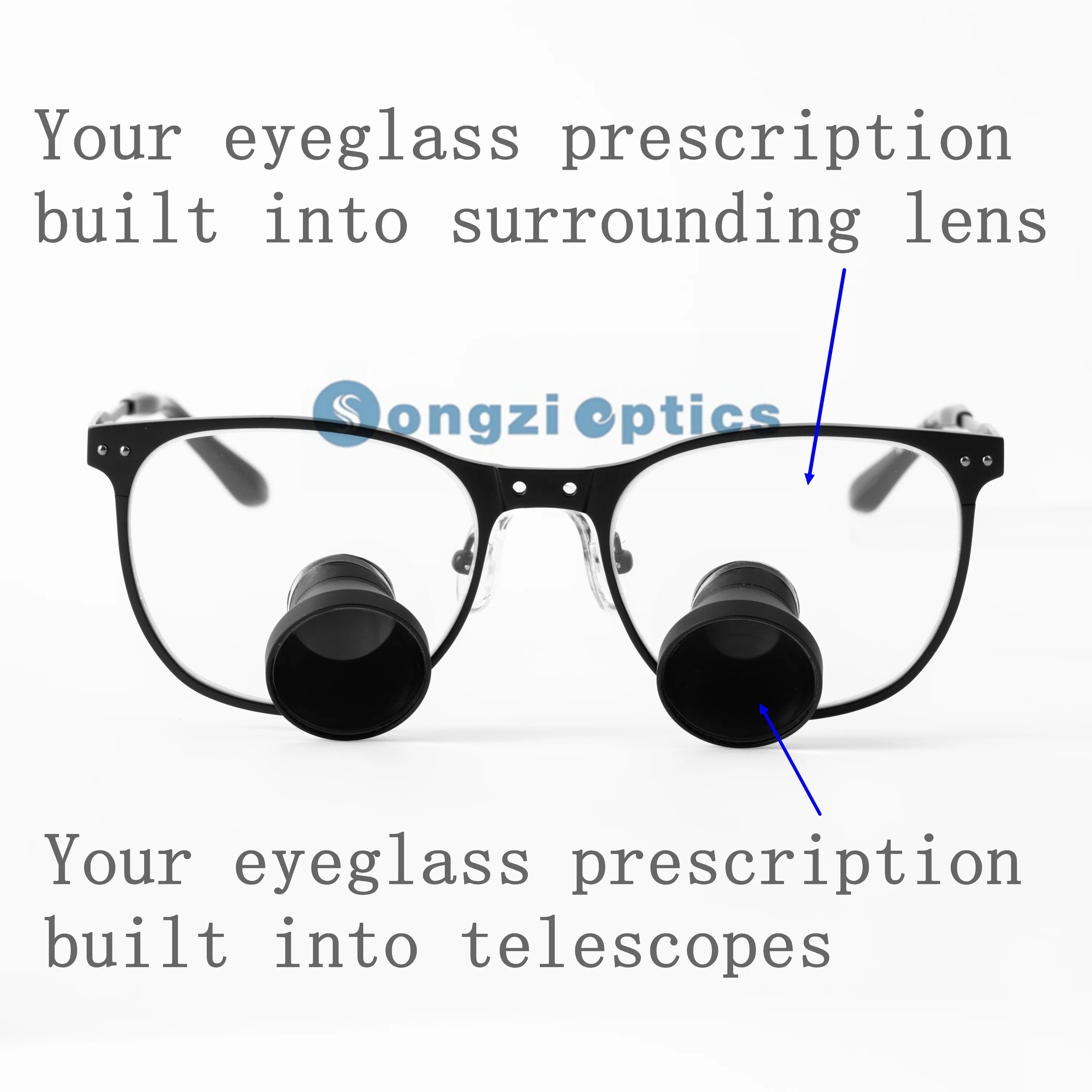 2.5X 3X 3.5X Songzi Optics Titanium Frame TTL Dental Surgical Loupes with Led Light Customized Wide Field Of View