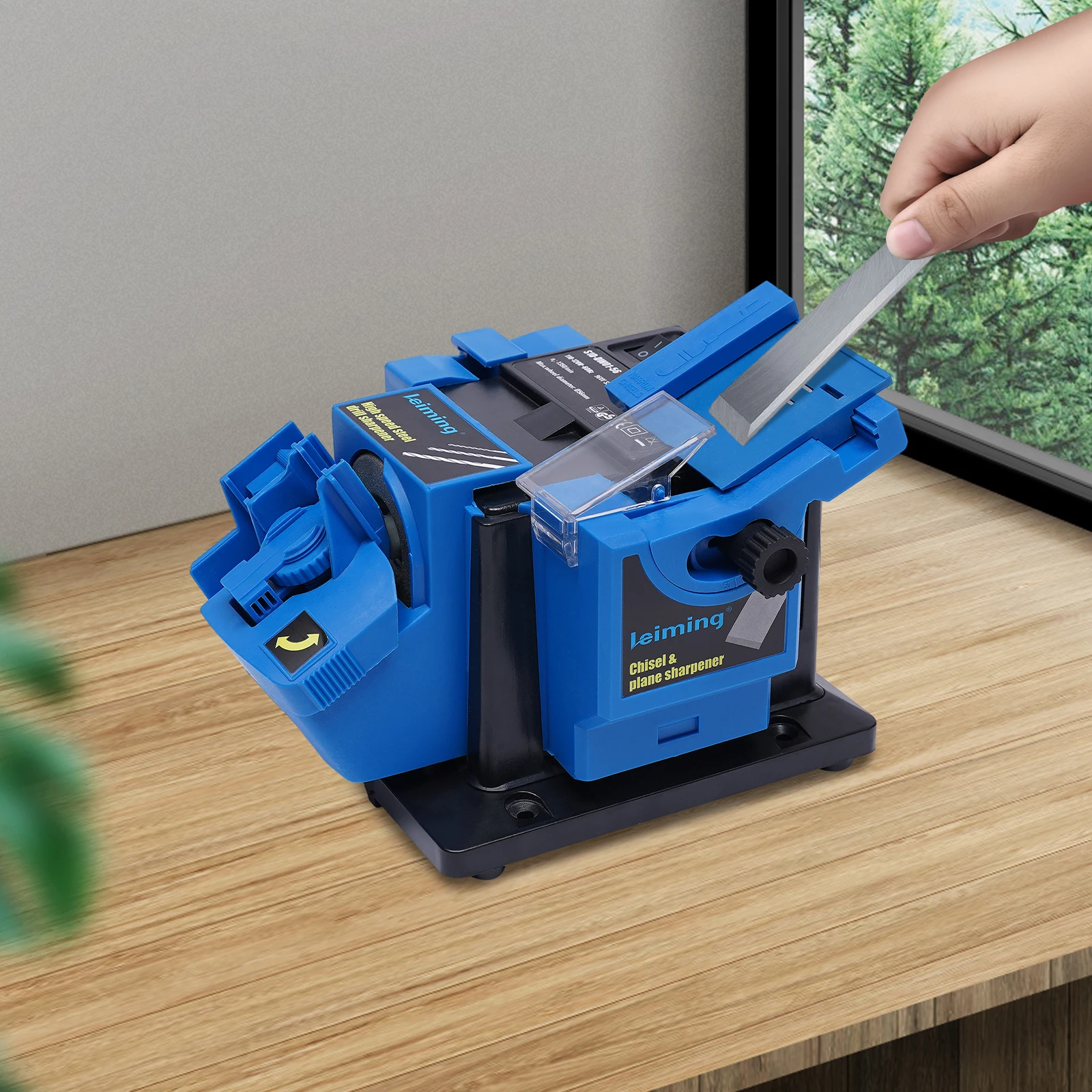 Imagem -03 - Elétrica Multipurpose Sharpener Ferramenta de Moagem Faca Scissor Drill Sharpening Machine Inclui Rebolo e Bancada