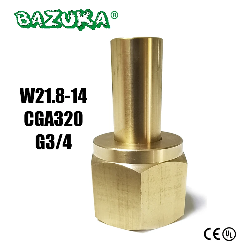 W21.8-14ชุดหัวฉีด Mur kuningan G3/4 CGA320สำหรับตัวแปลงท่อภายนอกสำหรับถัง CO2ถังโซดา