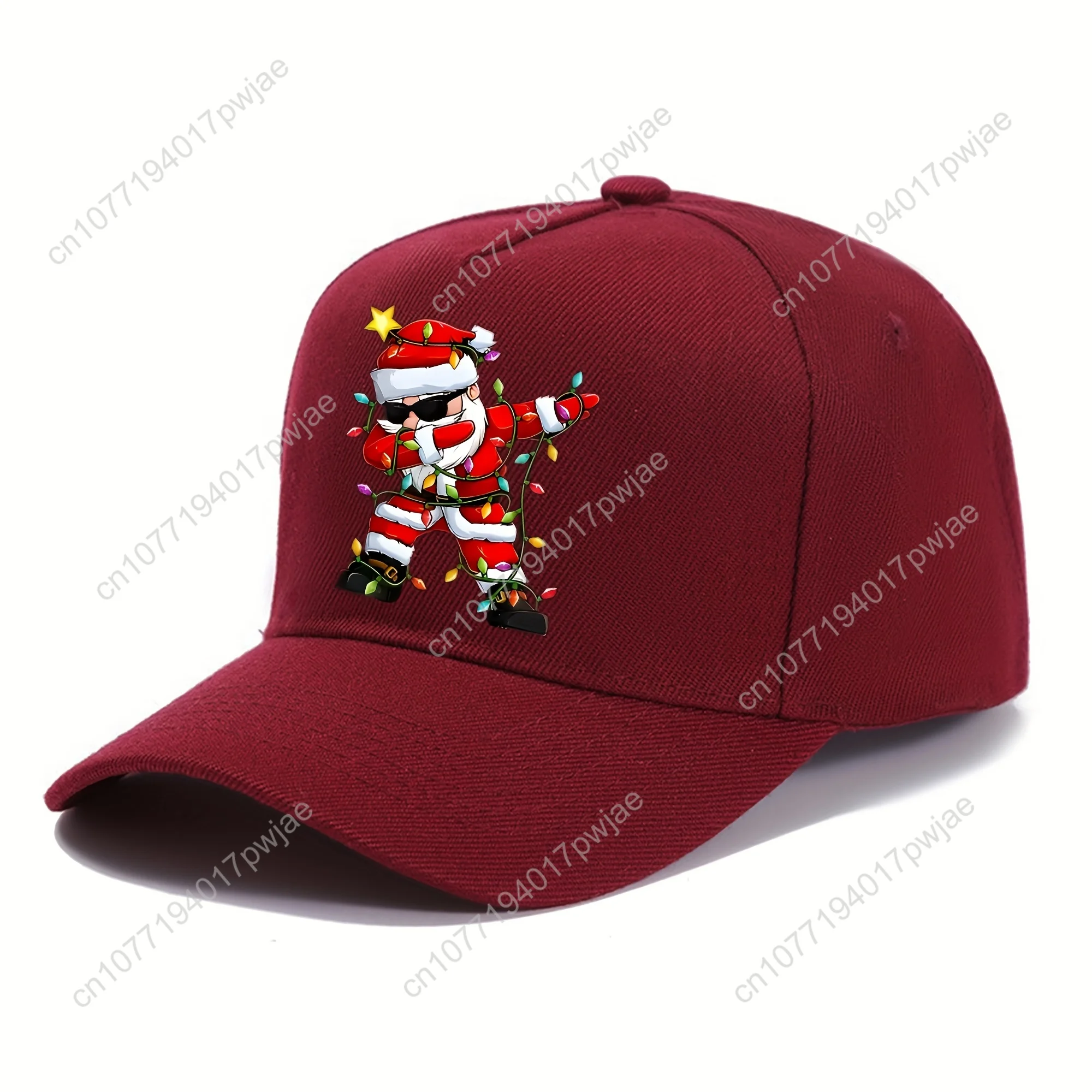 1pc Funky Christmas Santa Print Baseball Cap, 100% Polyester Woven Soft Top Hat, Hand Washable Sun Protection for Outdoor Campin