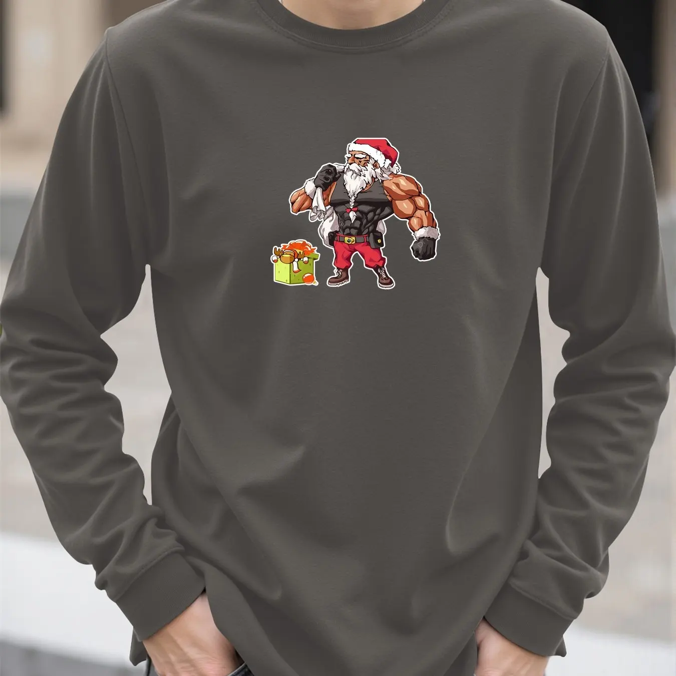 مضحك ثلاثية الأبعاد سانتا كلوز طباعة الرجال تي شيرت الخريف عادية س الرقبة طويلة الأكمام بلايز موضة فضفاضة عيد الميلاد تيز عيد الميلاد الرجال الملابس