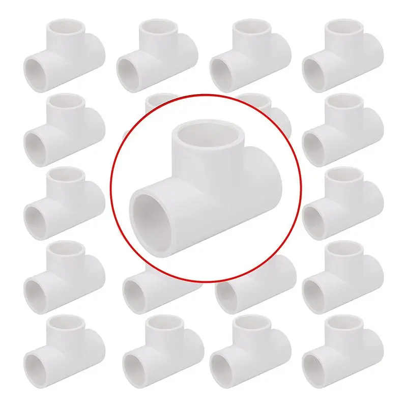 AB46-20 Pack 3/4In Tee 3 Way PVC Pipe Fittings Connector, Furniture Grade Elbow Fitting For DIY Garden Shelf Accessories