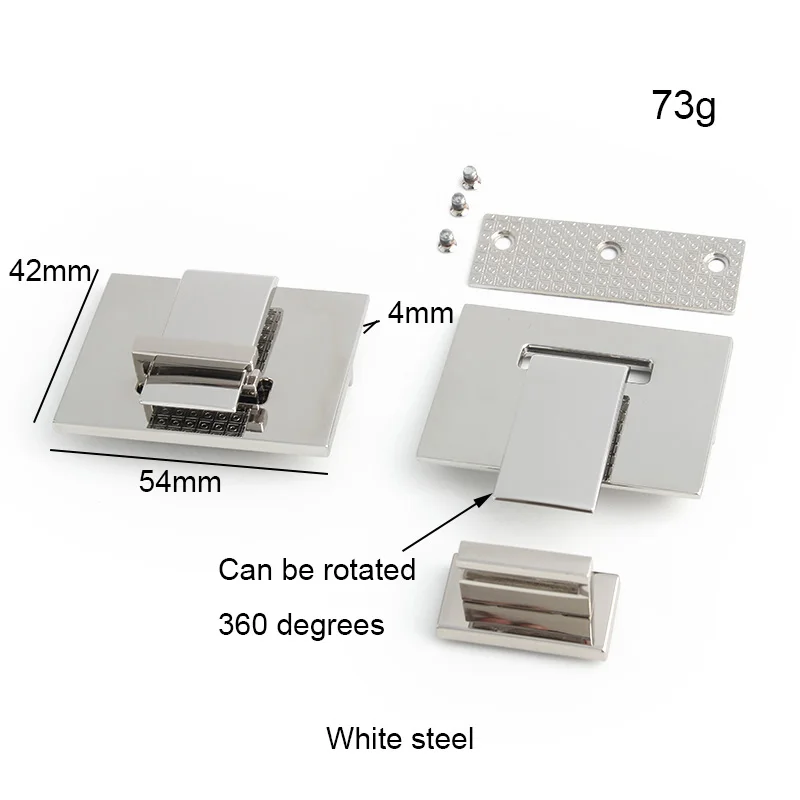 2-10Sets White Steel Metal Rectangle Turn Locks For Bags Handbags Shoulder Purse Clasp Closure Lock Buckles Hardware Accessories