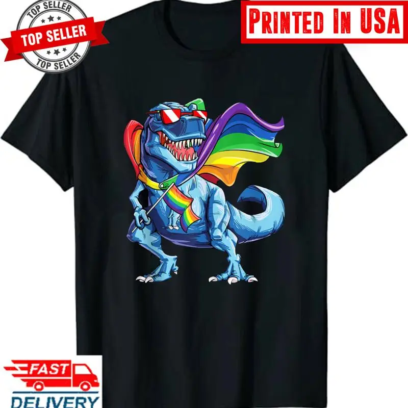 

Dinosaur Gay Pride LGBT Rainbow Flag Lesbian Bisexual T rex Tank Top T shirt