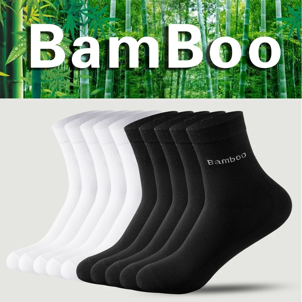 5 Paar neue Socken aus Bambusfaser, bequem, atmungsaktiv, lässig, Business-Herren-Crew-Socken, hohe Qualitätsgarantie, Sox, Herrengröße 38–45