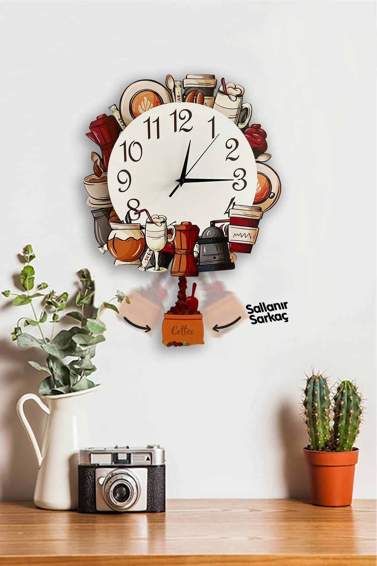 

Cocktail 3D Design Swinging Pendulum Stylish Wall Clocks Cool Design Useful Kitchen Cafe