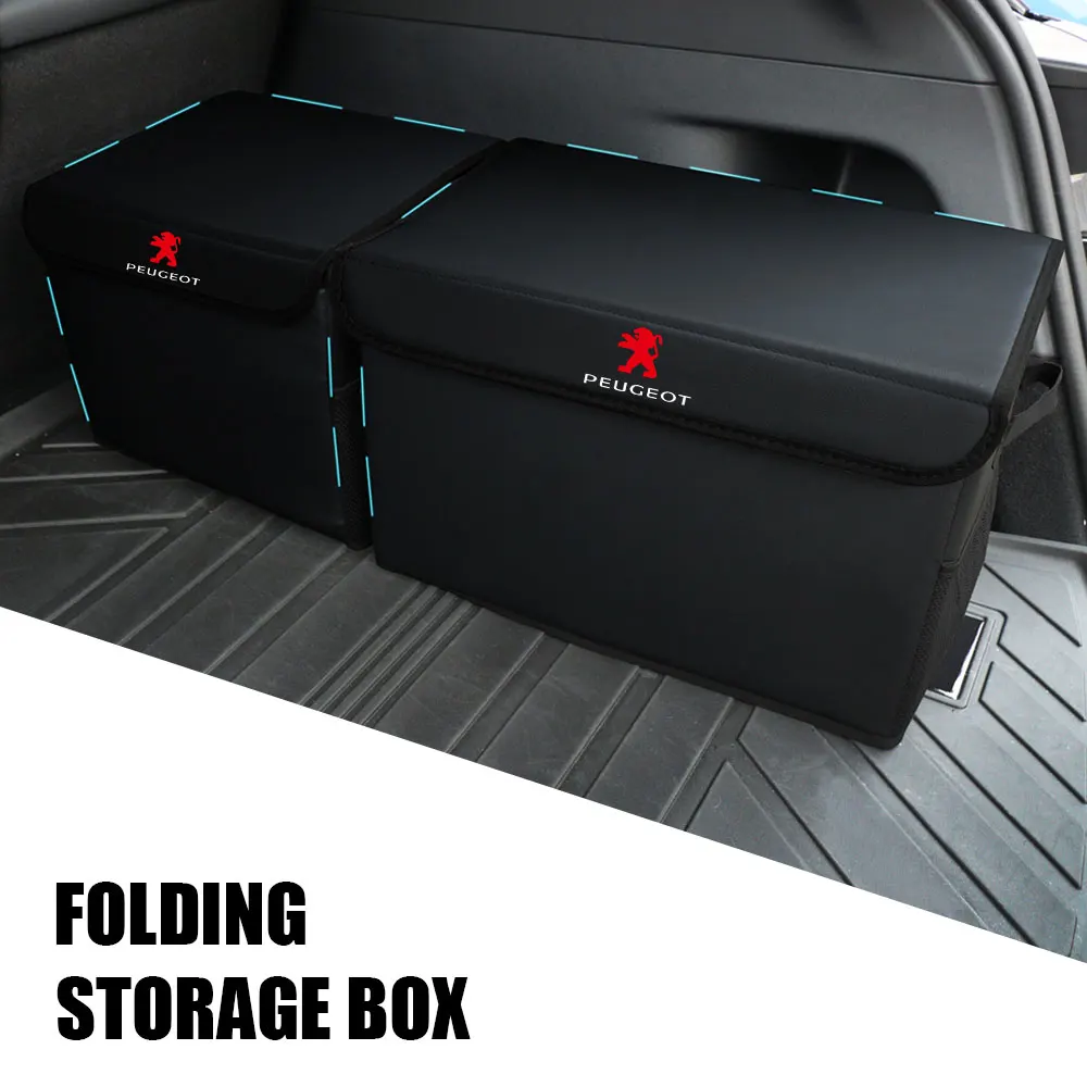 

Car Trunk Storage Box Large Capacity Leather Stowing valve cap Organizer Bag For Peugeot 206 207 208 306 307 508 107 2008 3008