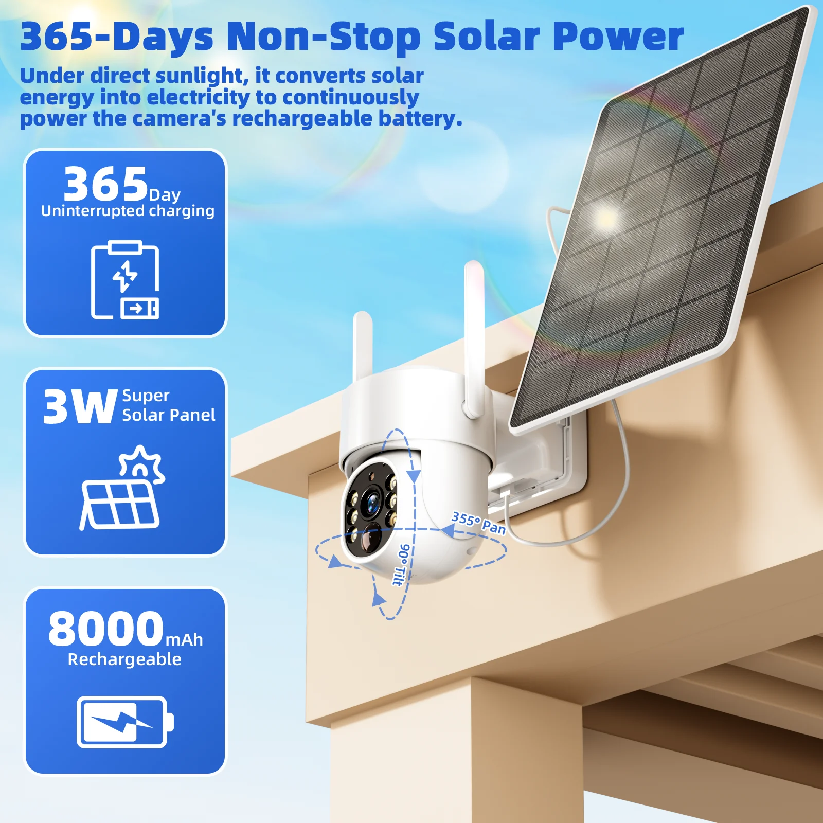 1 Stück Solarkamera 4G LTE 4MP 3K Kein WiFi 360 °   AI Tracking Farbnachtsicht Integriertes 4G SIM & SD