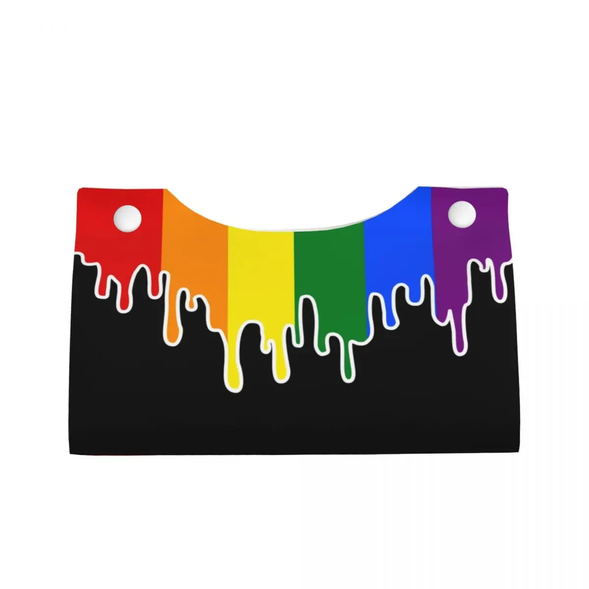 Custom Gay Pride Flag Drip Design Tissue Box Cover Rectangular PU Leather LGBT Rainbow Lesbian Facial Tissues Holder for Office