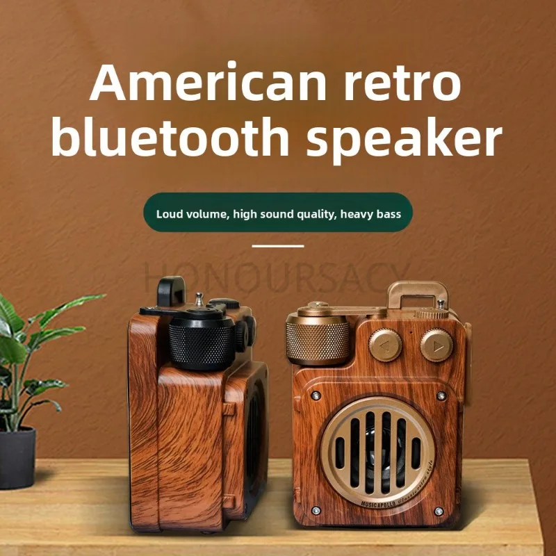 

Classic Retro Bluetooth Speaker Wooden Body High Quality Sound Portable Speaker for Camping Home Office