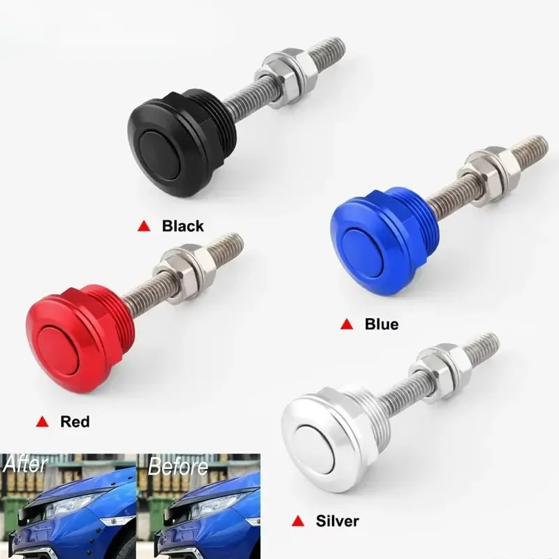 22mm Universal Car Bonnet Hood Pins Kit 1Pc 4Pcs Aluminum Alloy Quick Release Latch Fastener Push Button Design Bumper License P