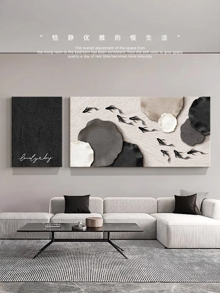 Black And White Abstract Nine Fish Picture Living Room Decorative Painting Sofa Background Wall Hanging Mural