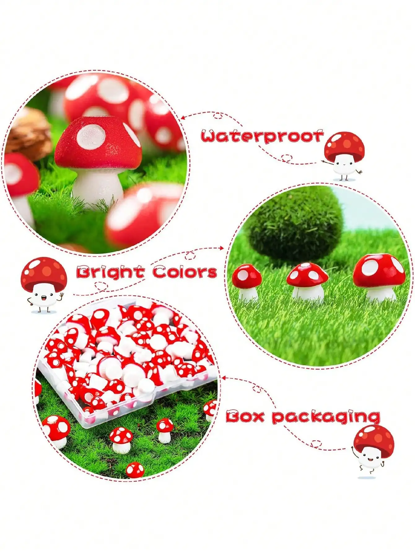 20pcs-Mini Mushrooms for Crafts Tiny Fairy Garden Mushrooms Little Resin Mushroom Decor Fake Mushroom Miniatures Statue for Bons