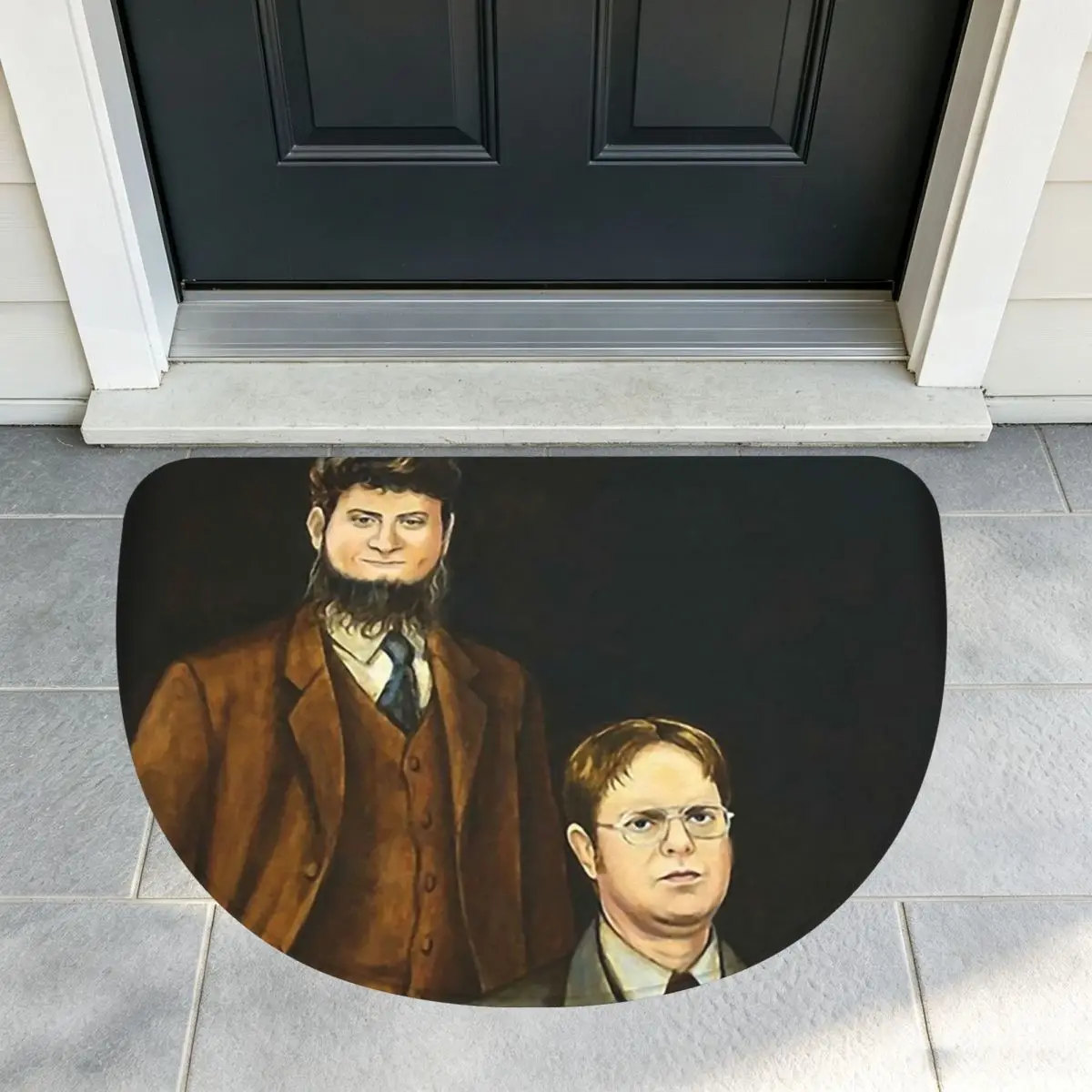 Dwight Mose Schrute Soft Flannel Half Round Doormat Non Slip Bathroom Mat Absorbent Floor Carpet for Home Bedroom