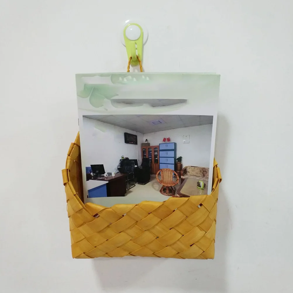 

1pc Wood Woven Wall Hanging Basket Natural Farmhouse Style Storage Organizer Hanging Flower Container Wall Basket Decor